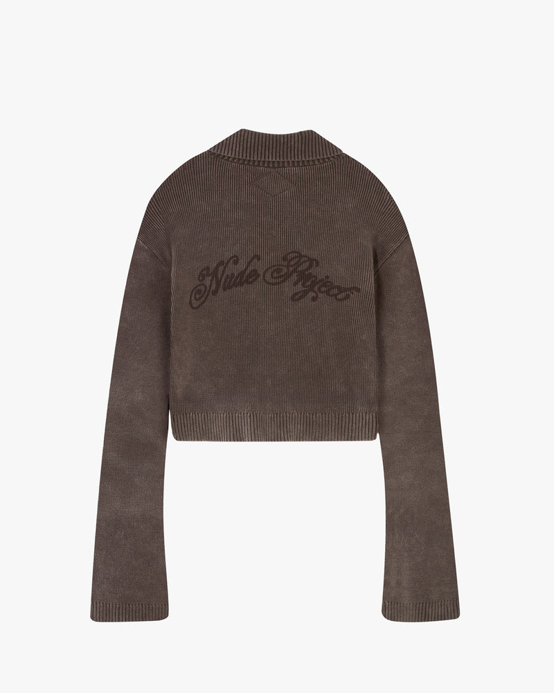 FIRST CLASS ZIP-UP KNIT BROWN
