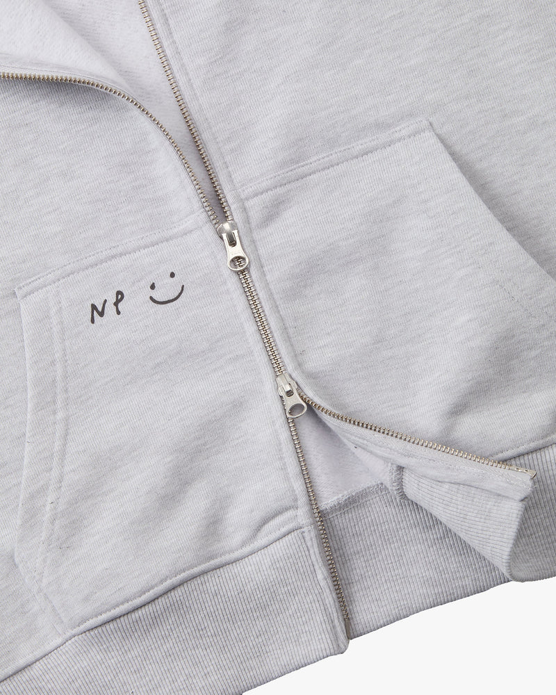 GLOBAL SOON ZIP-UP HOODIE GREY MELANGE