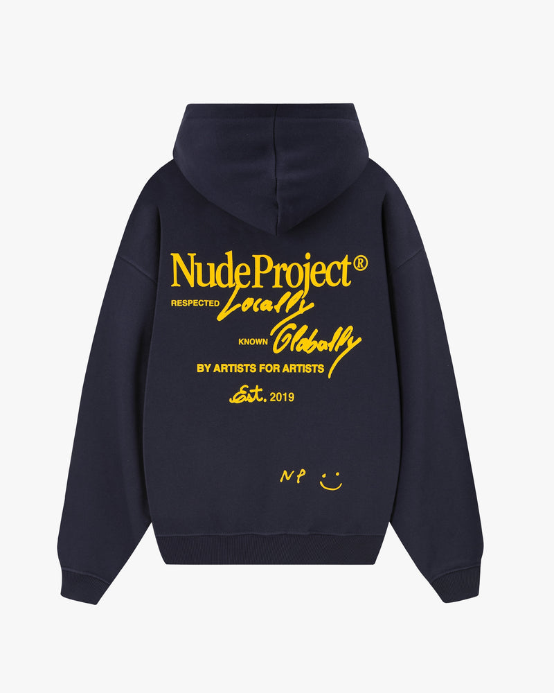 GLOBAL SOON ZIP-UP HOODIE NAVY
