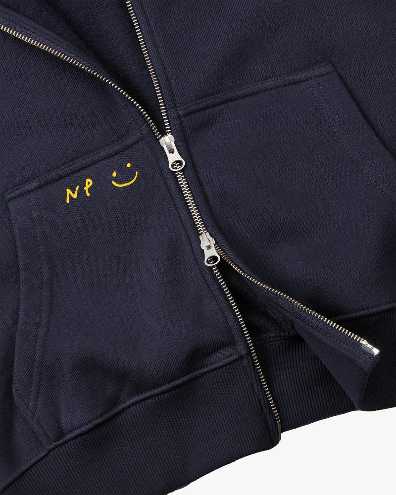 GLOBAL SOON ZIP-UP HOODIE NAVY