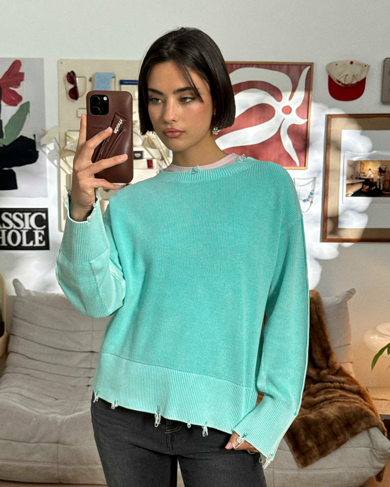 PERFECT CROP KNIT MINT