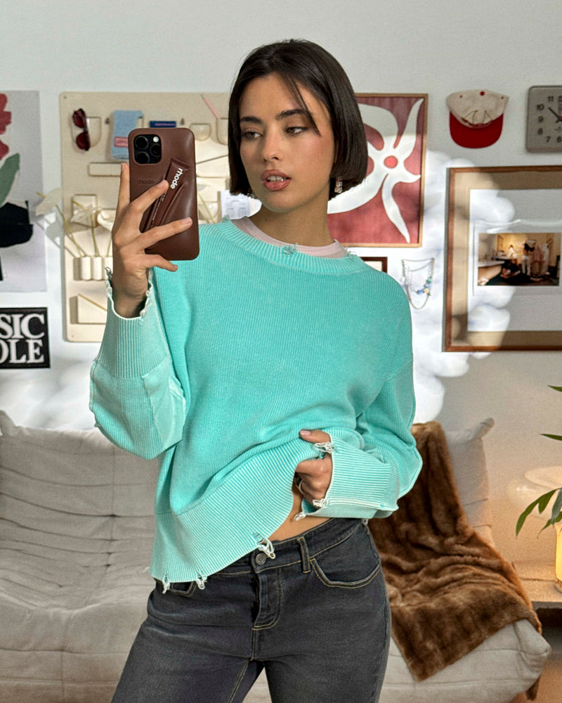 PERFECT CROP KNIT MINT