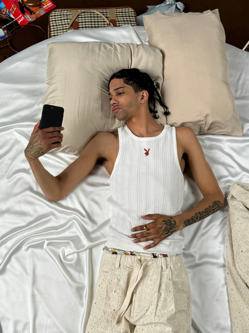 CUT&SEW PLAYBOY TANK TOP OFF-WHITE