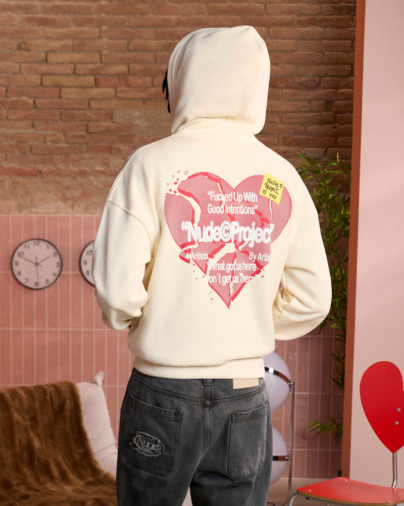 HEARTBROKEN ZIP-UP HOODIE MARSHMALLOW