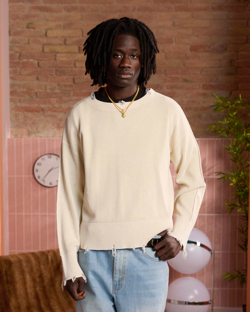 PERFECT CROP KNIT OFF-WHITE